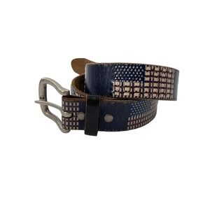 Leather Island Bill Lavin American Flag Belt Leather USA Patriotic Studded Rare